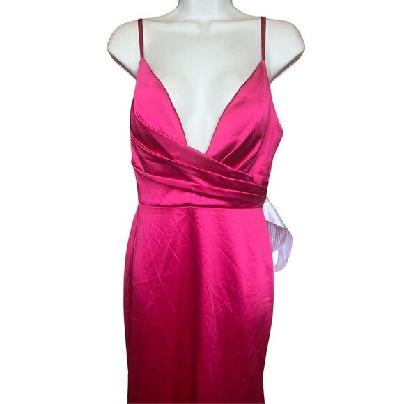Ieena Mac Duggal - 26264I Plunging Neck Sheath Gown in Fuchsia NWOT Size 2 - Picture 6 of 9